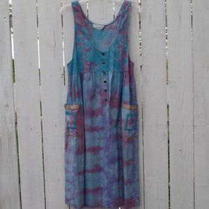 Tie Dye Denim Maternity Dress Size Med Sleeveless